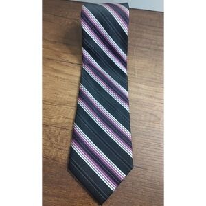 AXIST MENS TIE  PINK Black White Striped Necktie T1